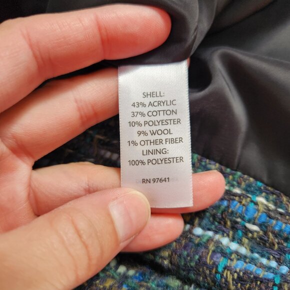 NWT J. Jill Forestweed Blue Tweed Pencil Skirt Professional Wool Blend Size 18 - Picture 8 of 9